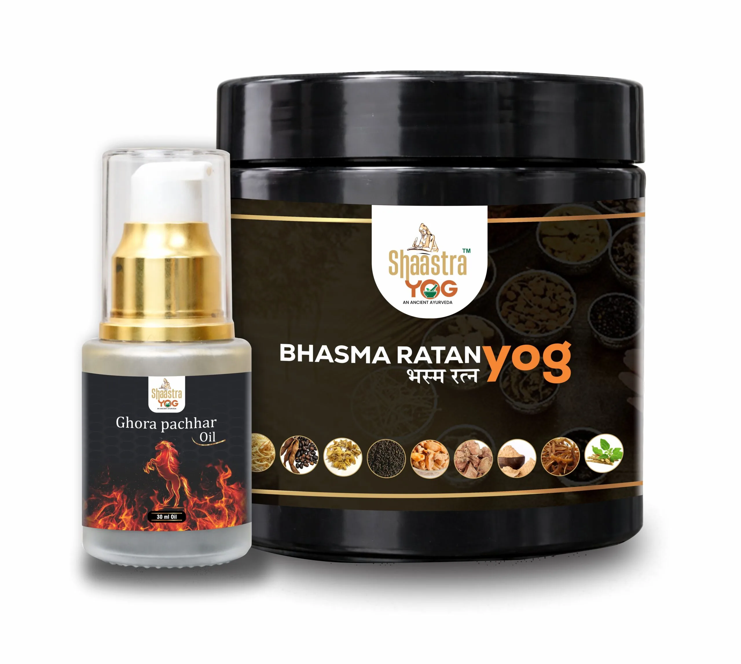 Shaastra Yog Vitality Combo – Herbal Wellness Powder & Performance Oil for Men | Energy, Stamina & Daily Wellness Support